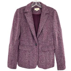 Ann Taylor Loft Wool Blend Tweed Herringbone Modern Fit Blazer Jacket